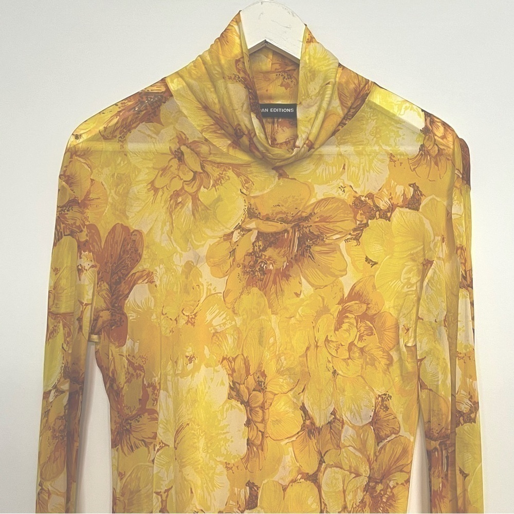 Kwaidan Editions Floral Mesh Roll Neck Top Yellow Size 40 (US 8) - Picture 6 of 11